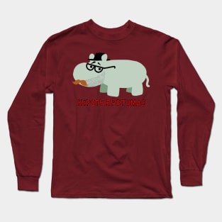 hipster hippo Long Sleeve T-Shirt